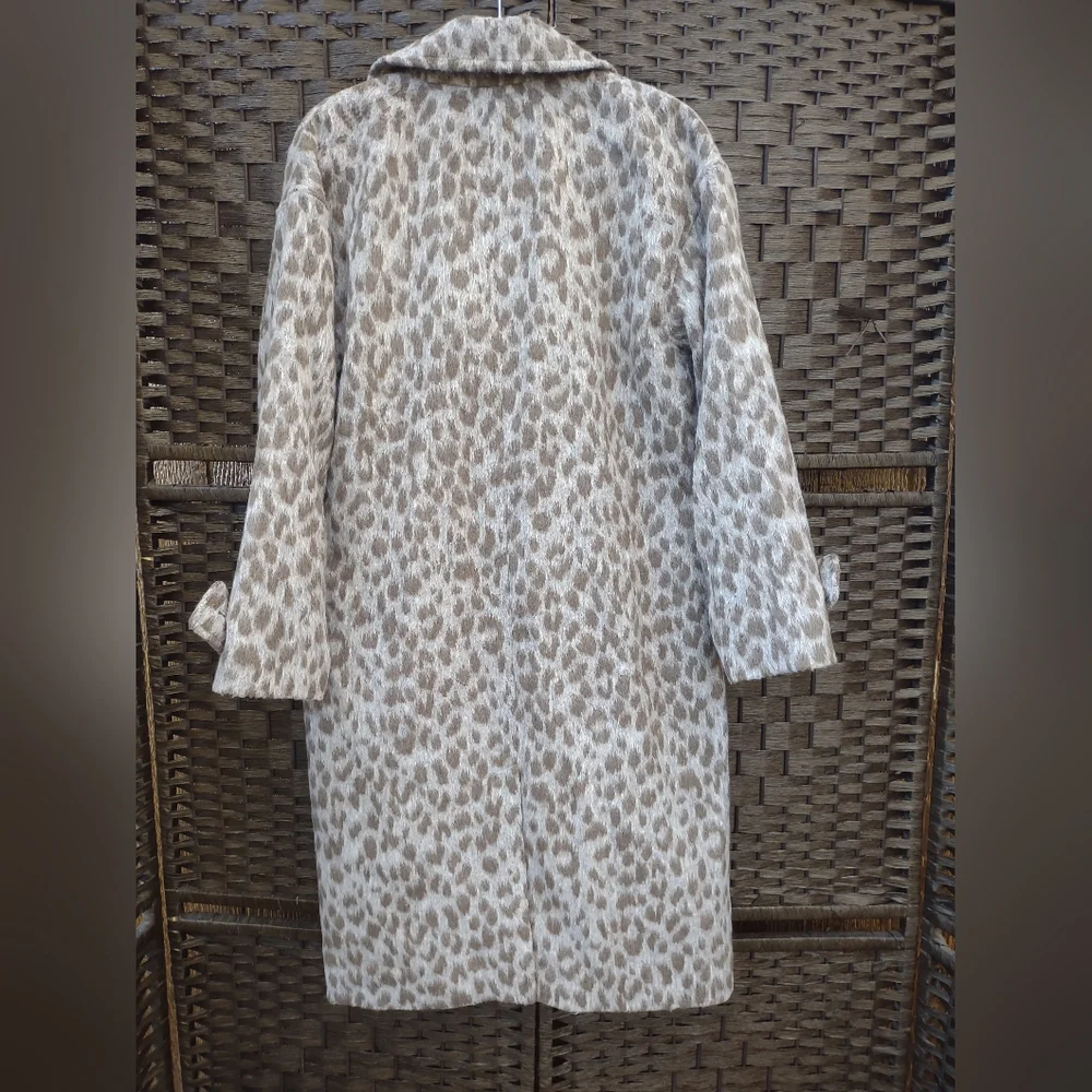 Old Navy Oversized Soft-Brushed Leopard-Print Coat Womens Size Small - Picture 2 of 7